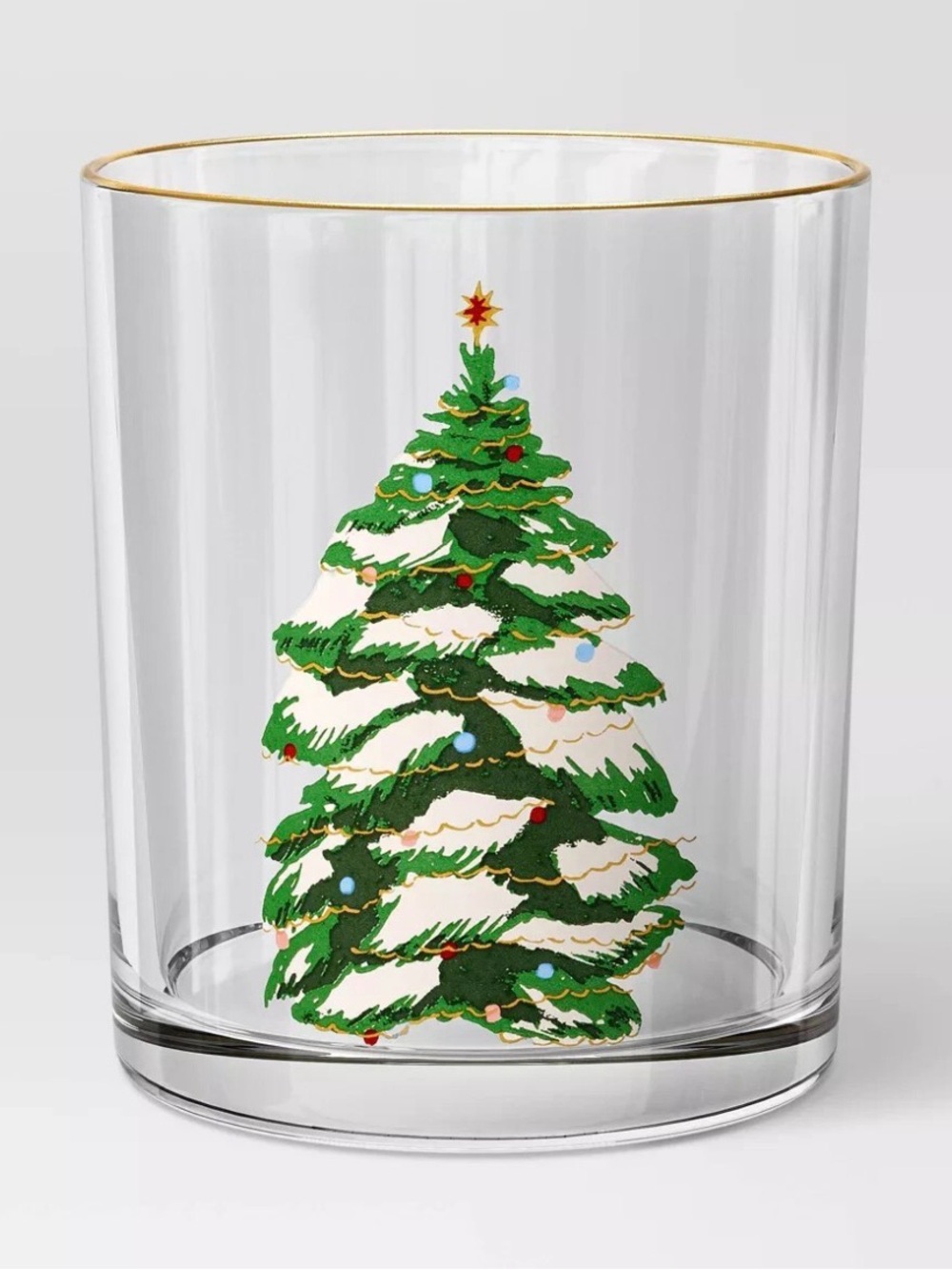 Target Threshold Holiday Christmas Tree Glass Tumbler - Green Gold Rim new